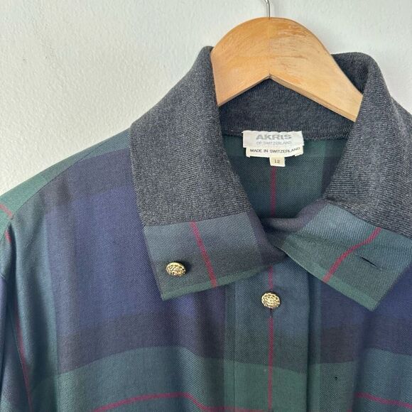 Akris of Switzerland Vintage Women’s Tartan Plaid Wool Cashmere Midi Dress - Picture 6 of 12